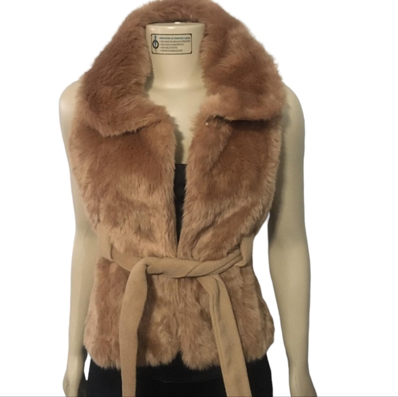 Jackets & Blazers - Tan Faux Fur, Sleeveless vest. Used. Size XS.
